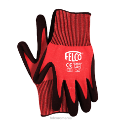 echipamente N604M111 Felco 701 mănuși de îmbrăcăminte de lucru din hppe calibrul 13 tricotate cu acoperire de nitril, roșii și negre