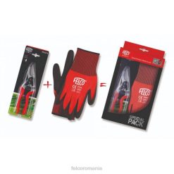foarfece | N604M35 Felco 8 + 701xl foarfece de tăiat cu o singură mână - înaltă performanță - mănuși ergonomice pentru îmbrăcăminte de lucru hppe calibre 13 tricotate cu acoperire de nitril, roșu și n
