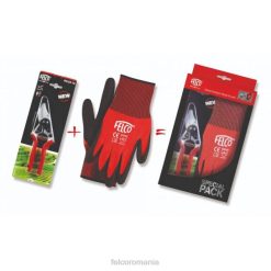 foarfece | N604M37 Felco 14 + 701s foarfece de tăiat cu o singură mână - bypass - ergonomic - dimensiune mică 13 mănuși hppe pentru îmbrăcăminte de lucru tricotate cu acoperire de nitril, roșu și negr